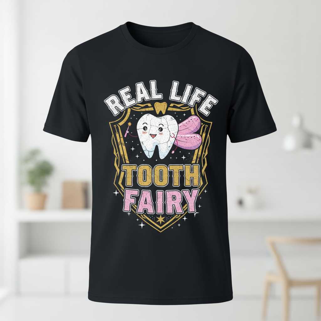 Real Life Tooth Fairy Distressed Vintage T-Shirt, Cute Dentist Tee Gift Idea