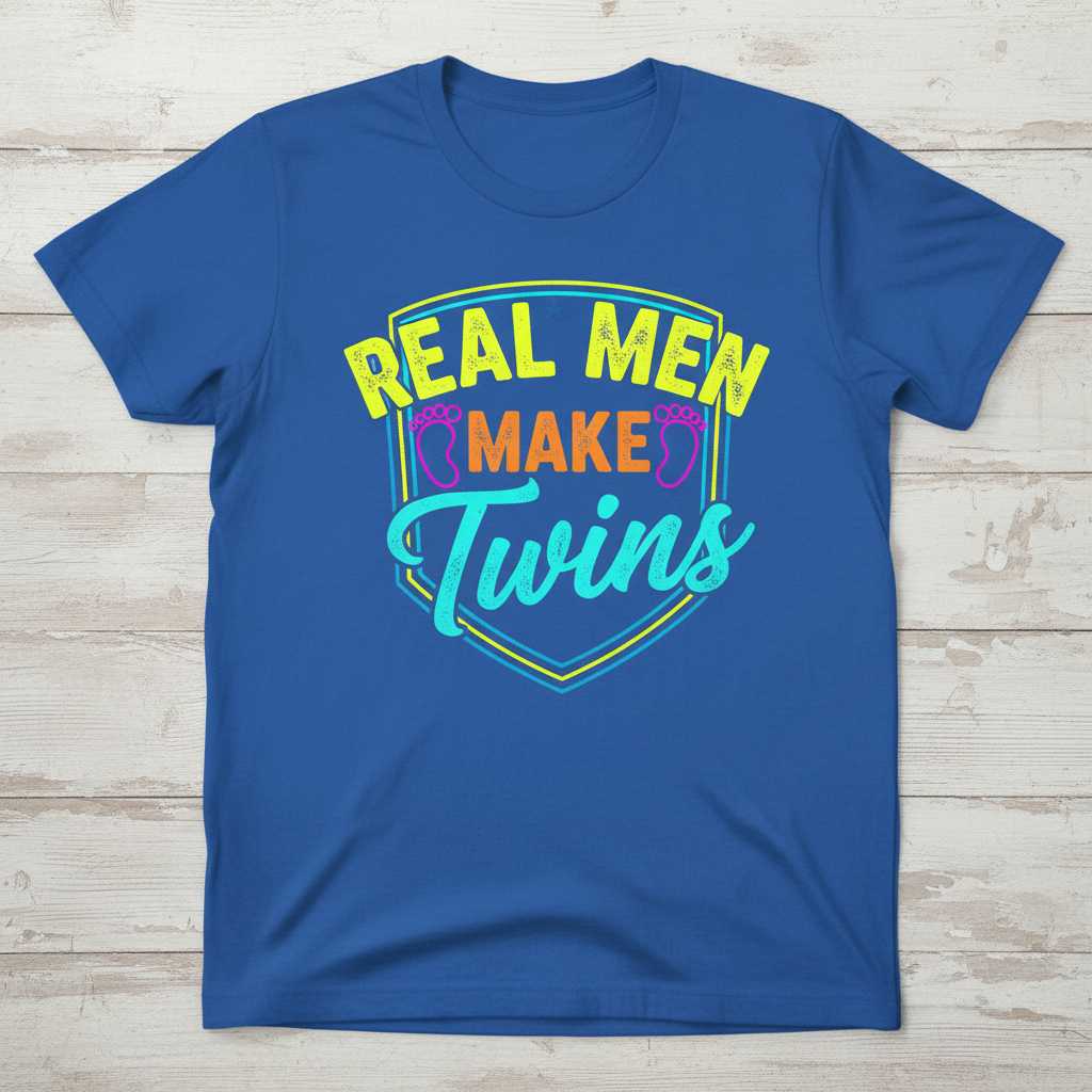 Real Men Make Twins Graphic T-Shirt, Funny Fathers Day Tee Present Idea