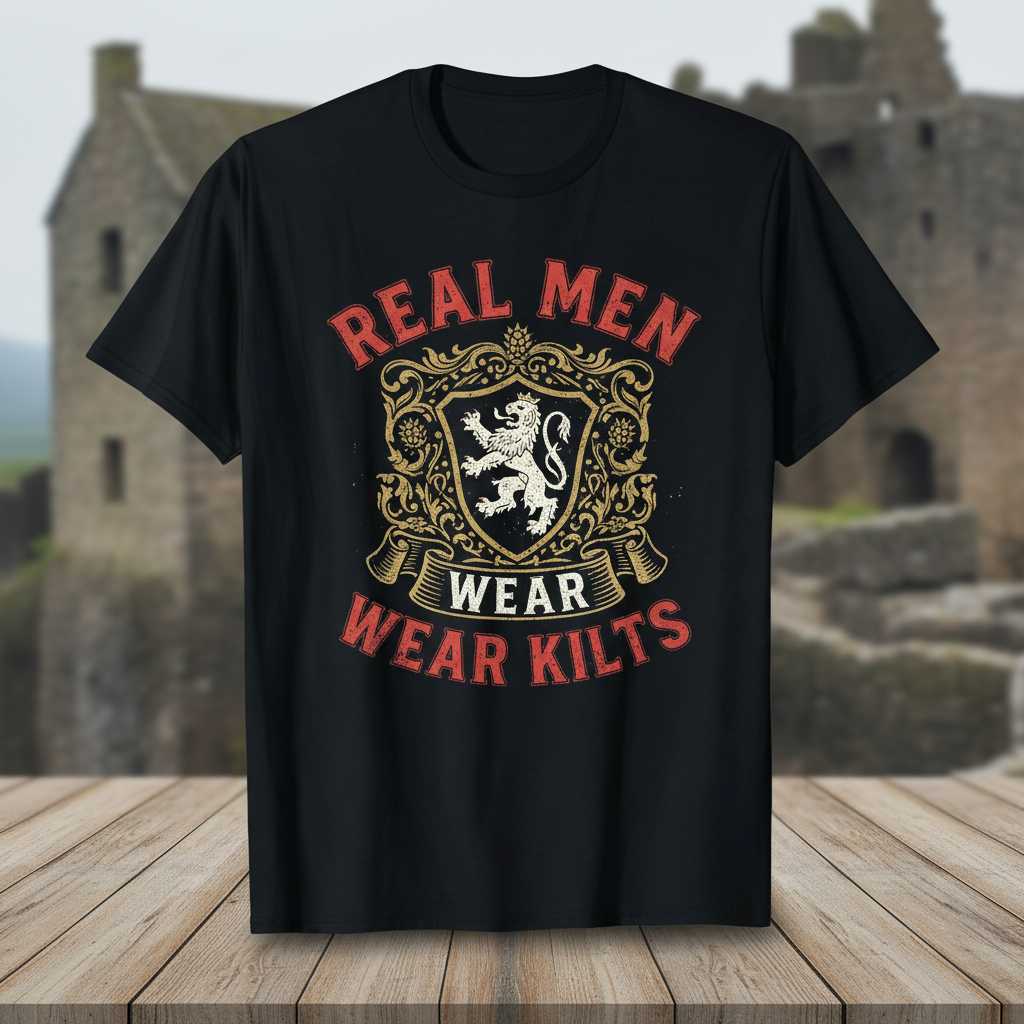 Real Men Wear Kilts Vintage Distressed T-Shirt, Funny Scottish Souvenir Tee