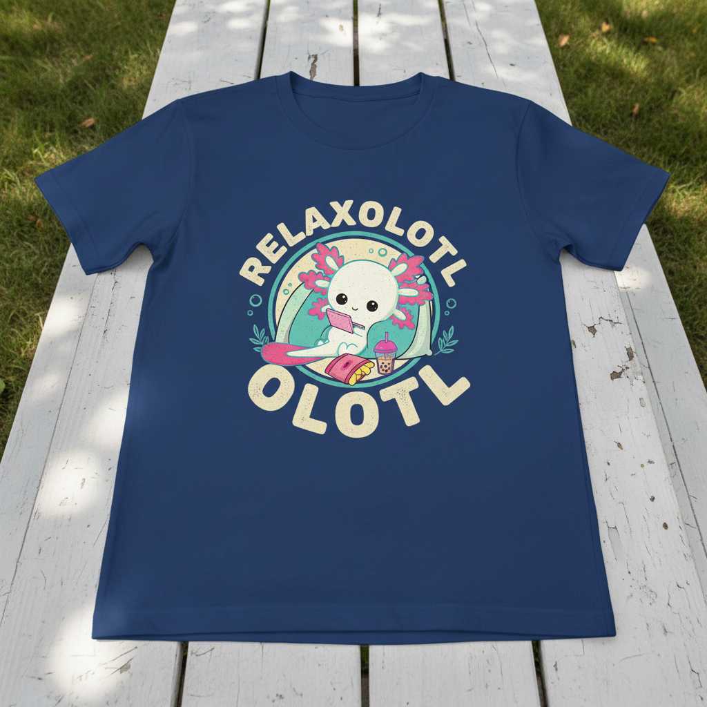 Relaxolotl Olotl Cute Axolotl Graphic T-Shirt, Novelty Gamer Tee Present
