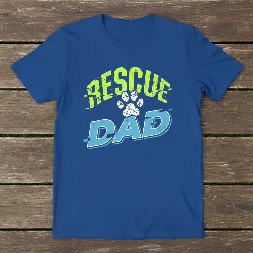 Rescue Dad Distressed Graphic T-Shirt, Best Dog Lover Fathers Day Tee