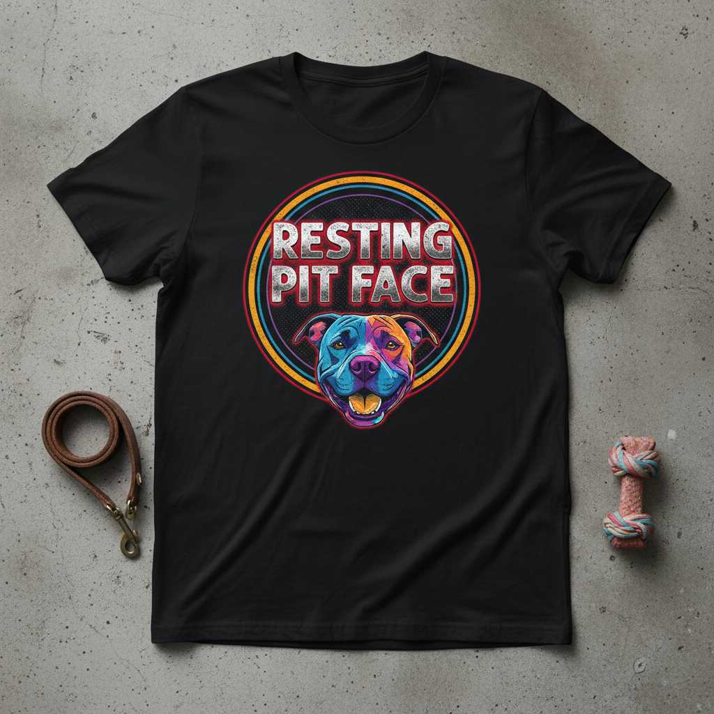 Resting Pit Face Retro Vintage T-Shirt, Funny Pitbull Graphic Tee Gift Idea