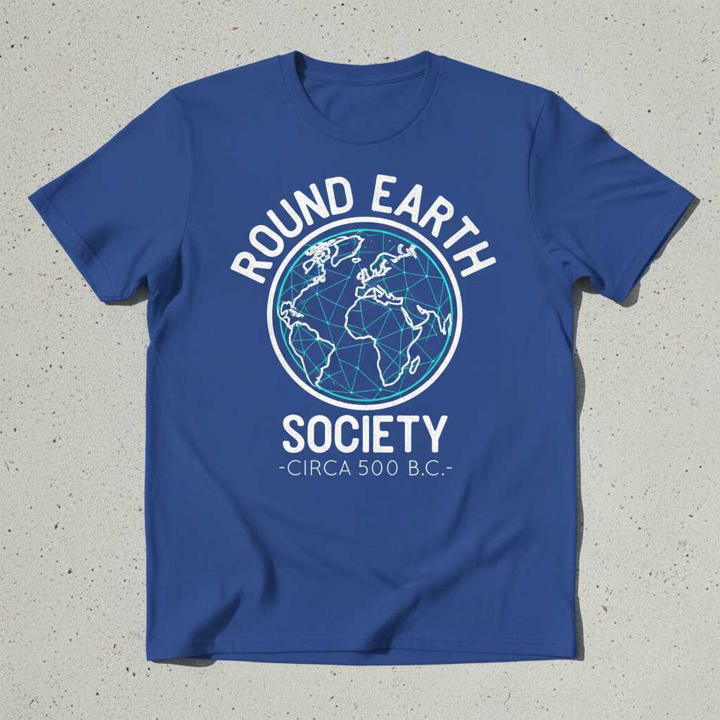 Round Earth Society Circa 500 B.C. Funny Science T-Shirt Graphic Tee Gear