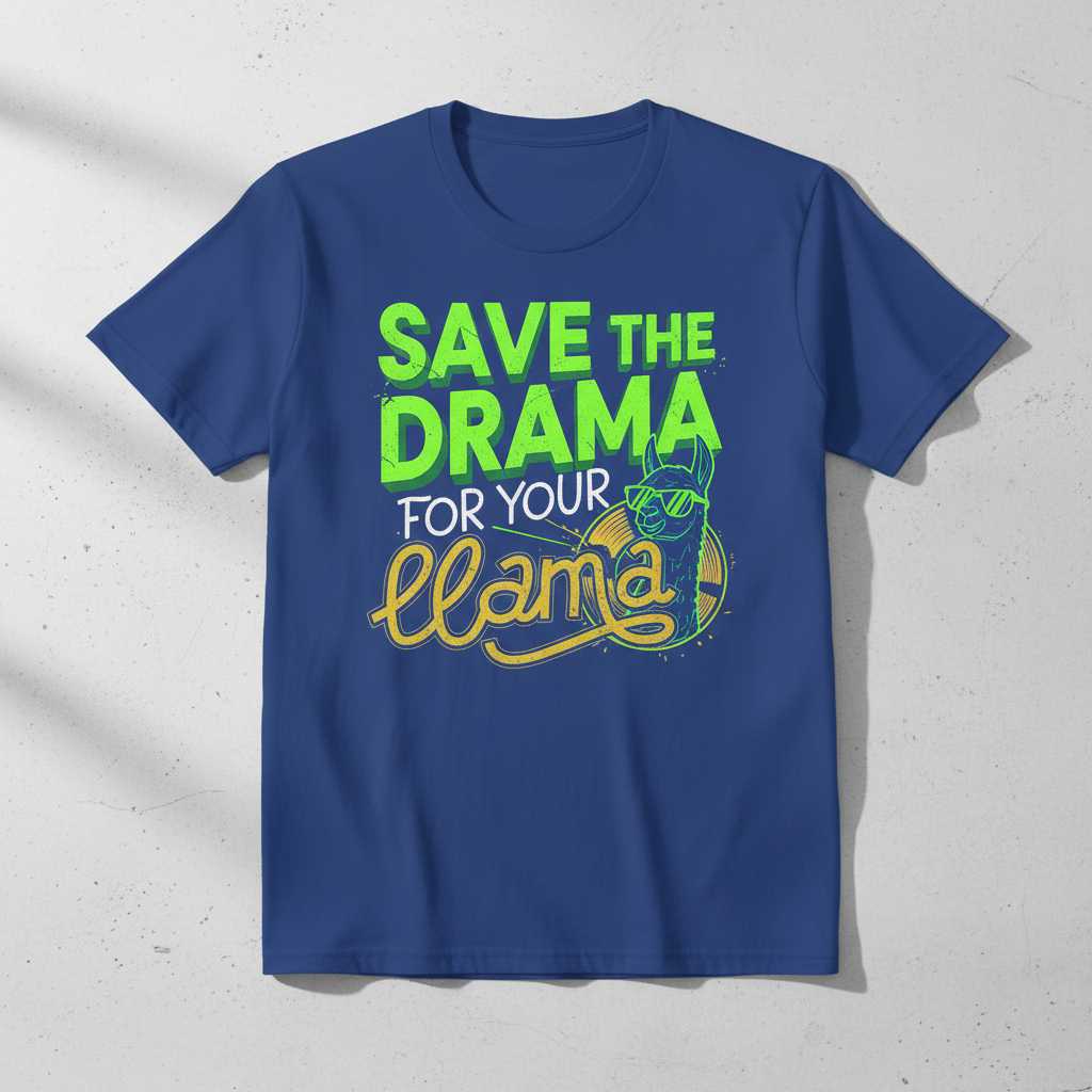 Save The Drama For Your Llama Distressed T-Shirt, Funny Graphic Tee Present