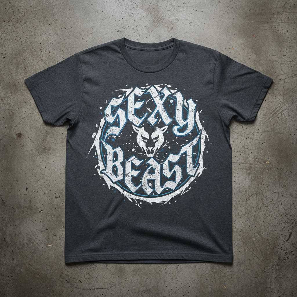 Sexy Beast Distressed Grunge Graphic T-Shirt, Funny Novelty Tee Merch