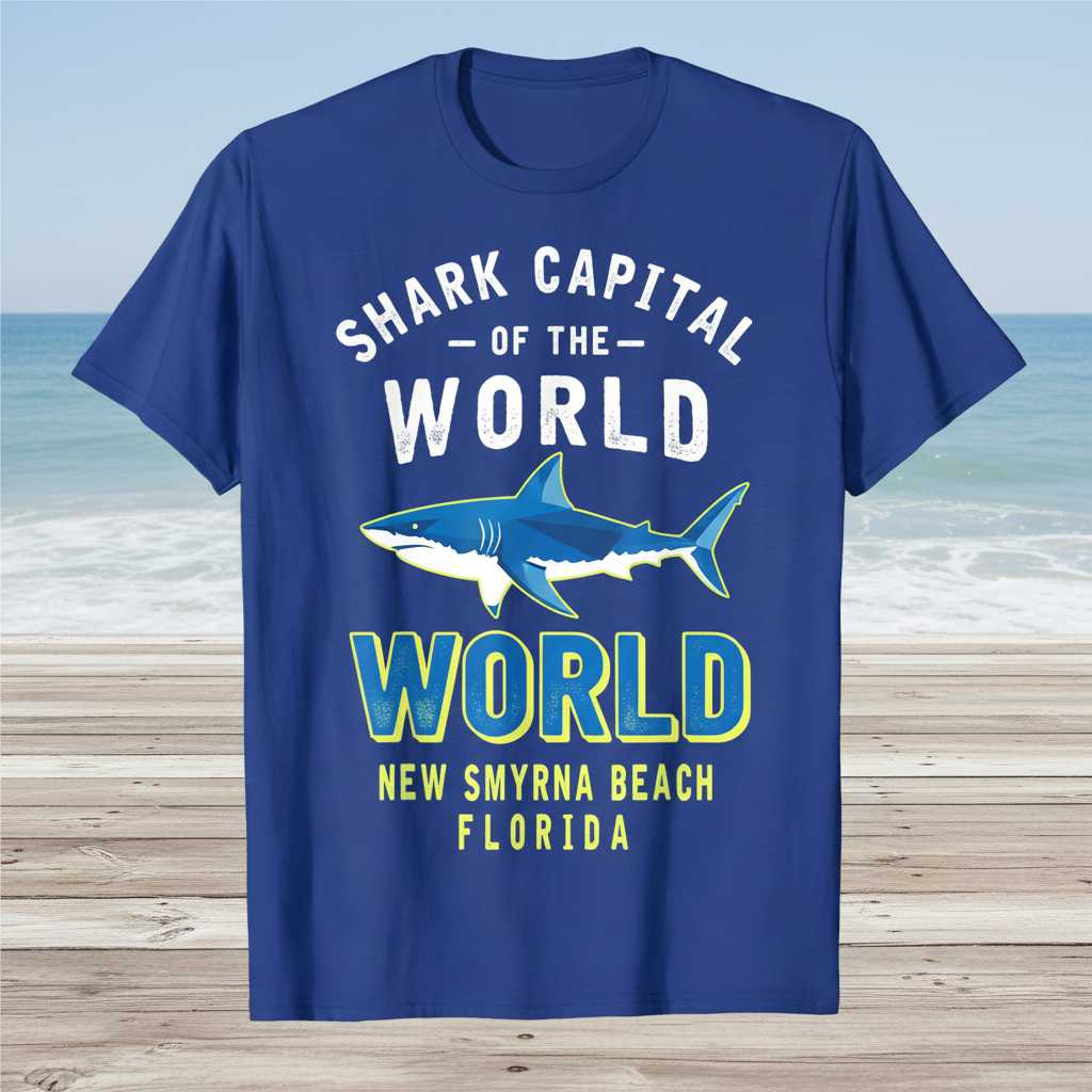 Shark Capital Of The World New Smyrna Beach Florida Retro T-Shirt Souvenir Tee