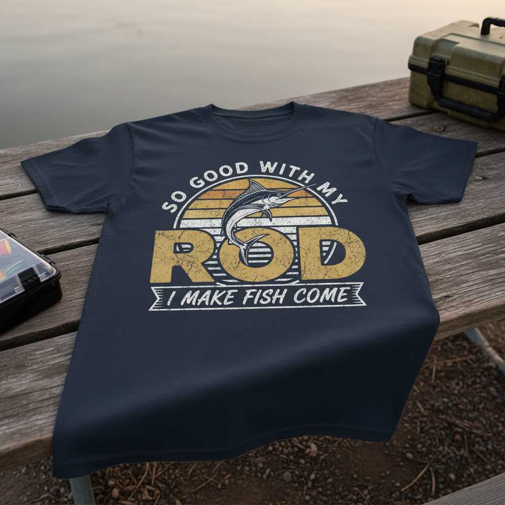 So Good With My Rod I Make Fish Come Vintage T-Shirt Funny Fishing Tee Gear