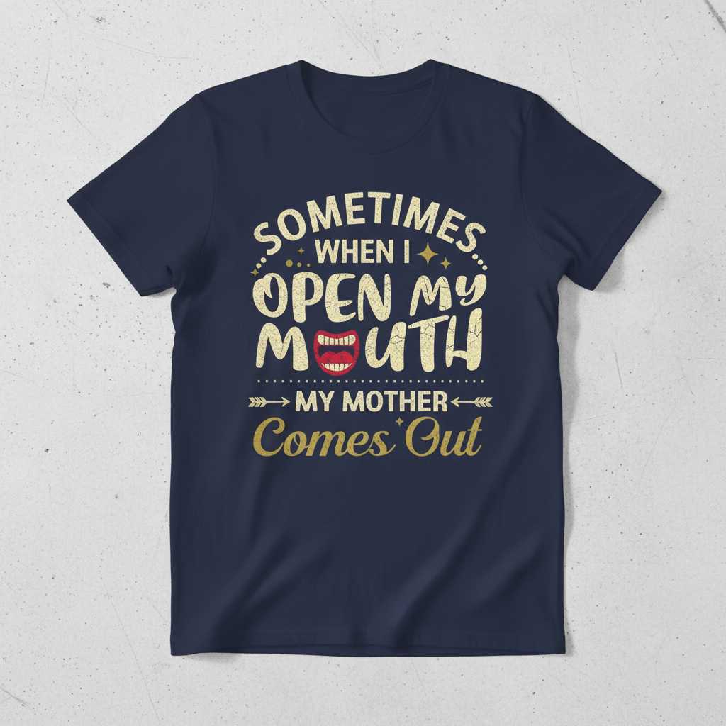 Sometimes When I Open My Mouth My Mother Comes Out Distressed T-Shirt Funny Tee Idea