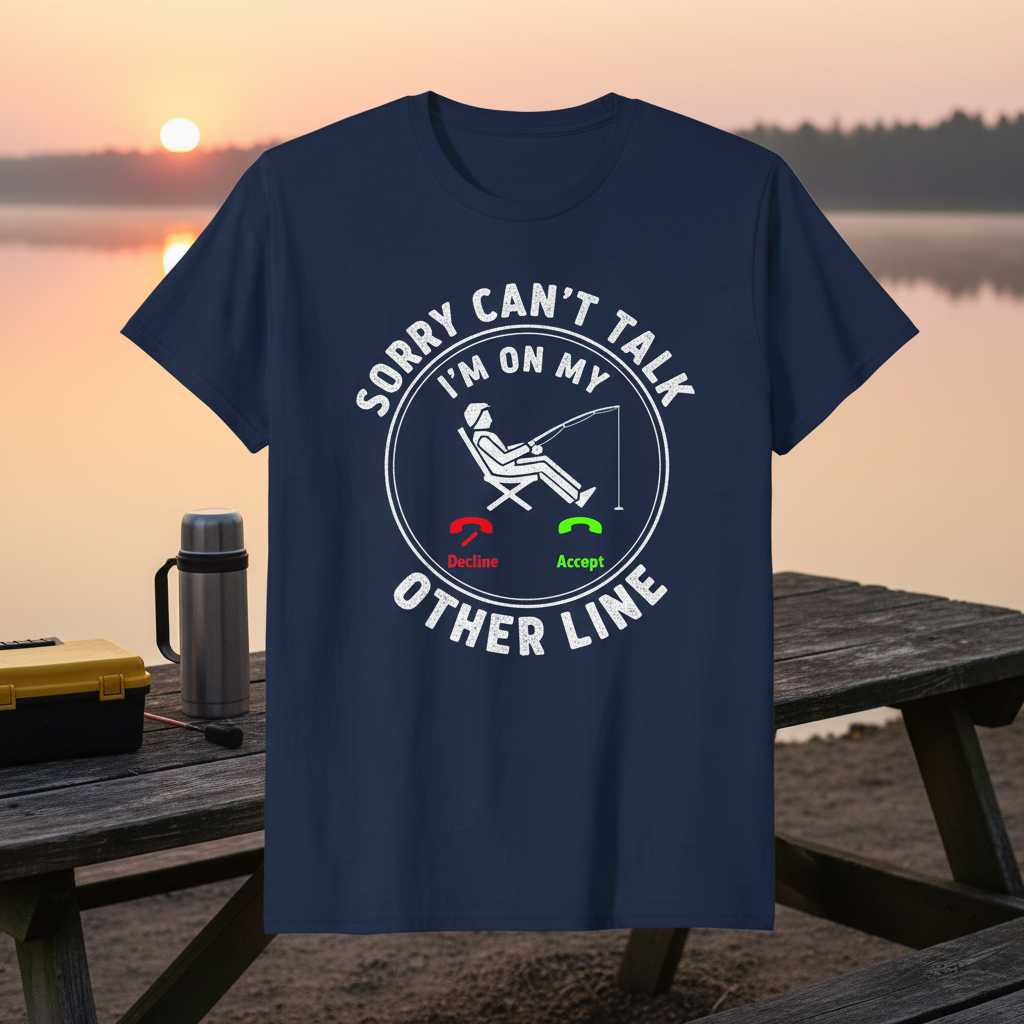 Sorry Cant Talk Im On My Other Line Fishing T-Shirt, Funny Dad Tee Idea