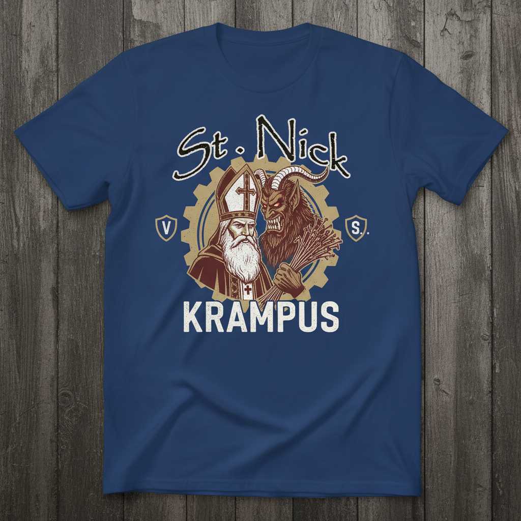 St. Nick Krampus Vintage Graphic T-Shirt, Retro Holiday Novelty Tee Idea