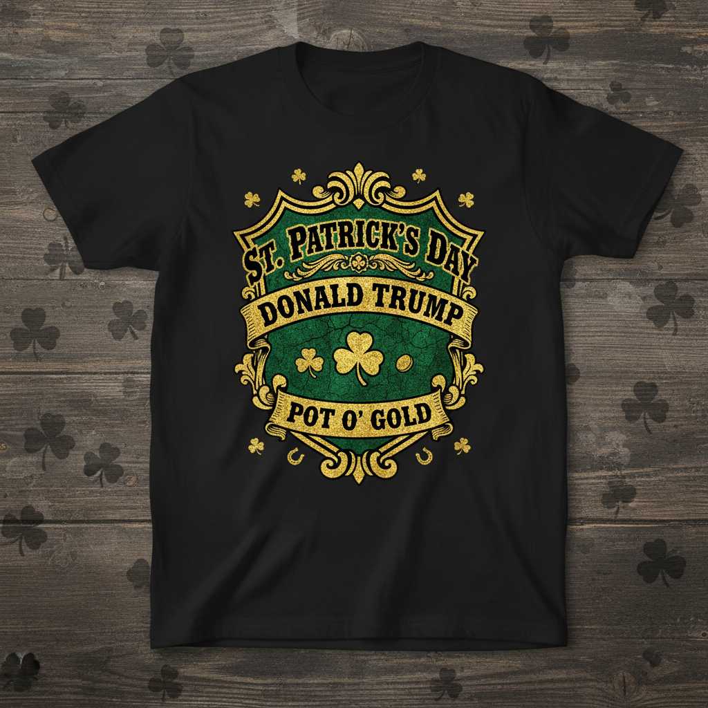 St. Patricks Day Donald Trump Pot O Gold Vintage T-Shirt Funny Tee Merch