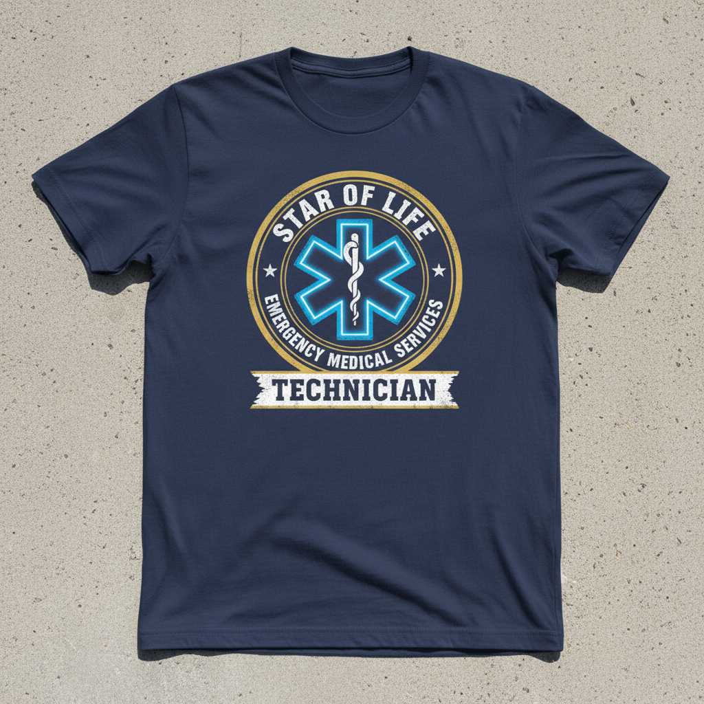 Star Of Life Emergency Medical Services Technician Distressed T-Shirt Tee Gear