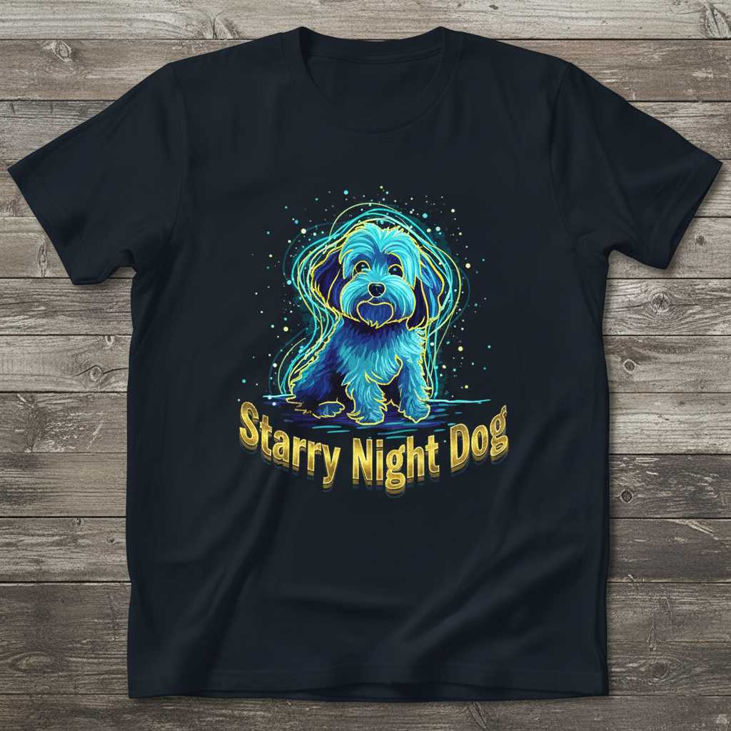 Starry Night Dog Havanese Graphic T-Shirt, Dog Lover Tee Present Outfit