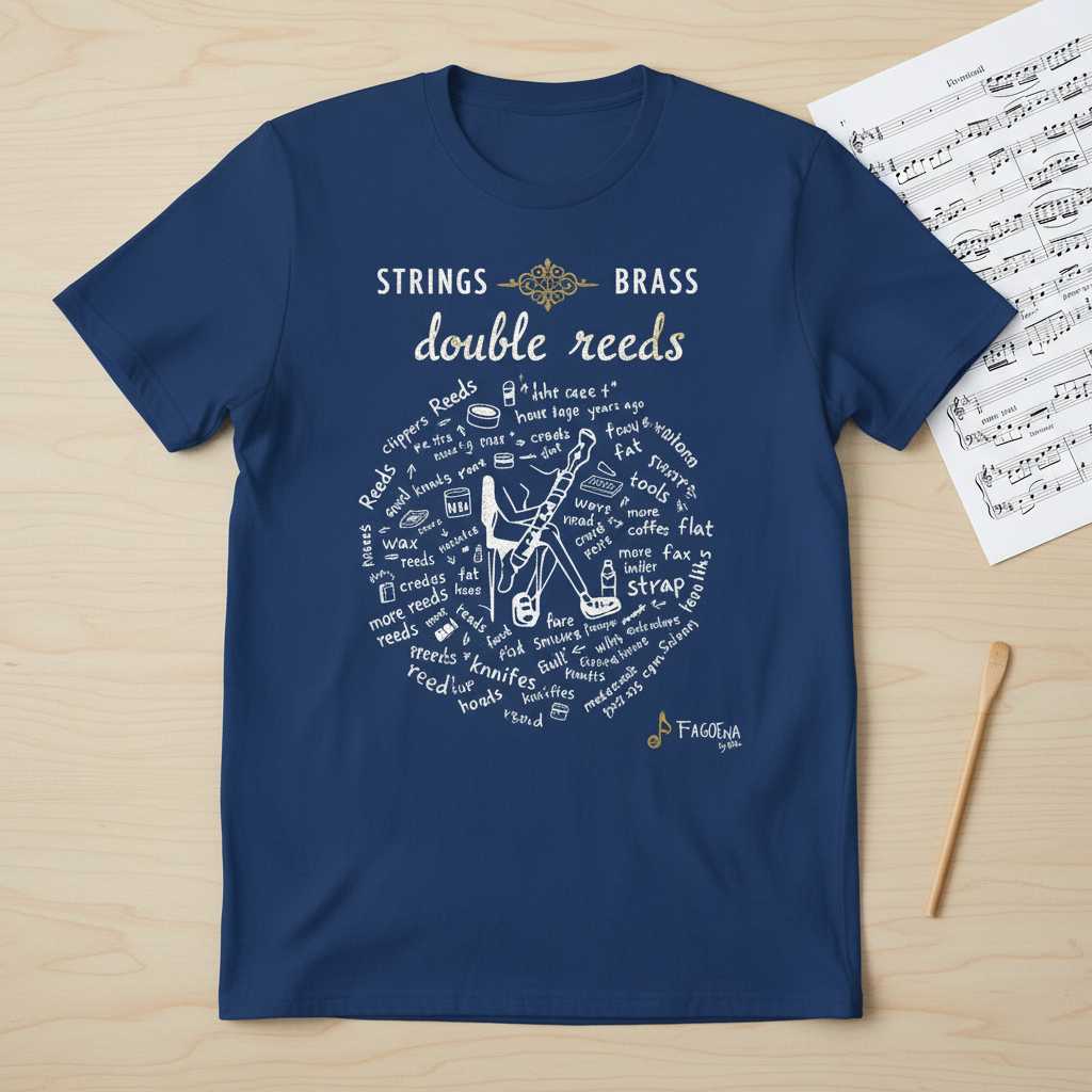 Strings Brass Double Reeds Graphic T-Shirt, Funny Bassoon Player Tee Gear