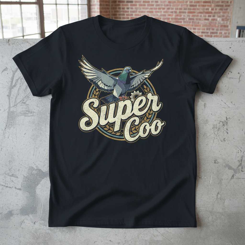Super Coo Vintage Retro Pigeon T-Shirt, Funny Graphic Bird Pun Novelty Tee
