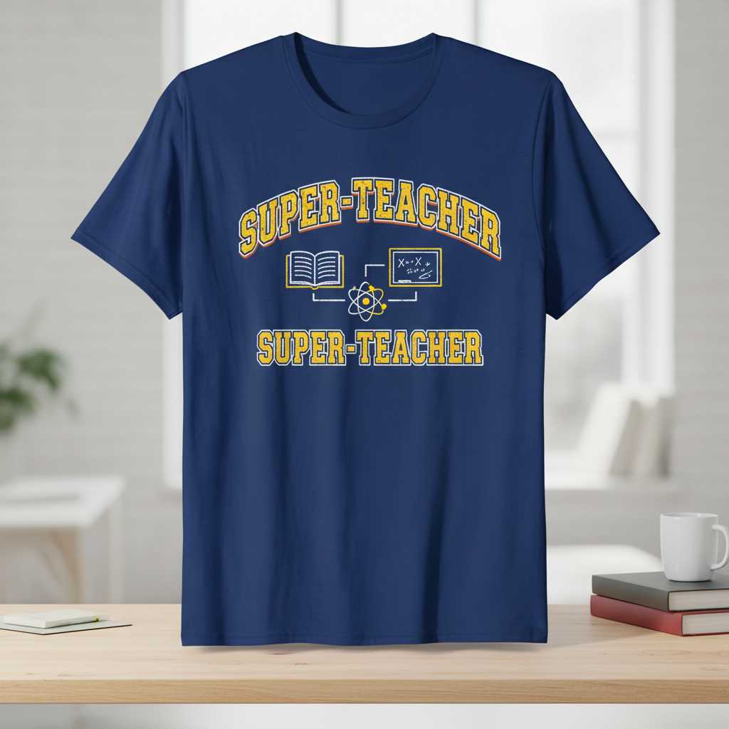 Super-Teacher Retro Collegiate T-Shirt, Graphic School Educator Tee Outfit