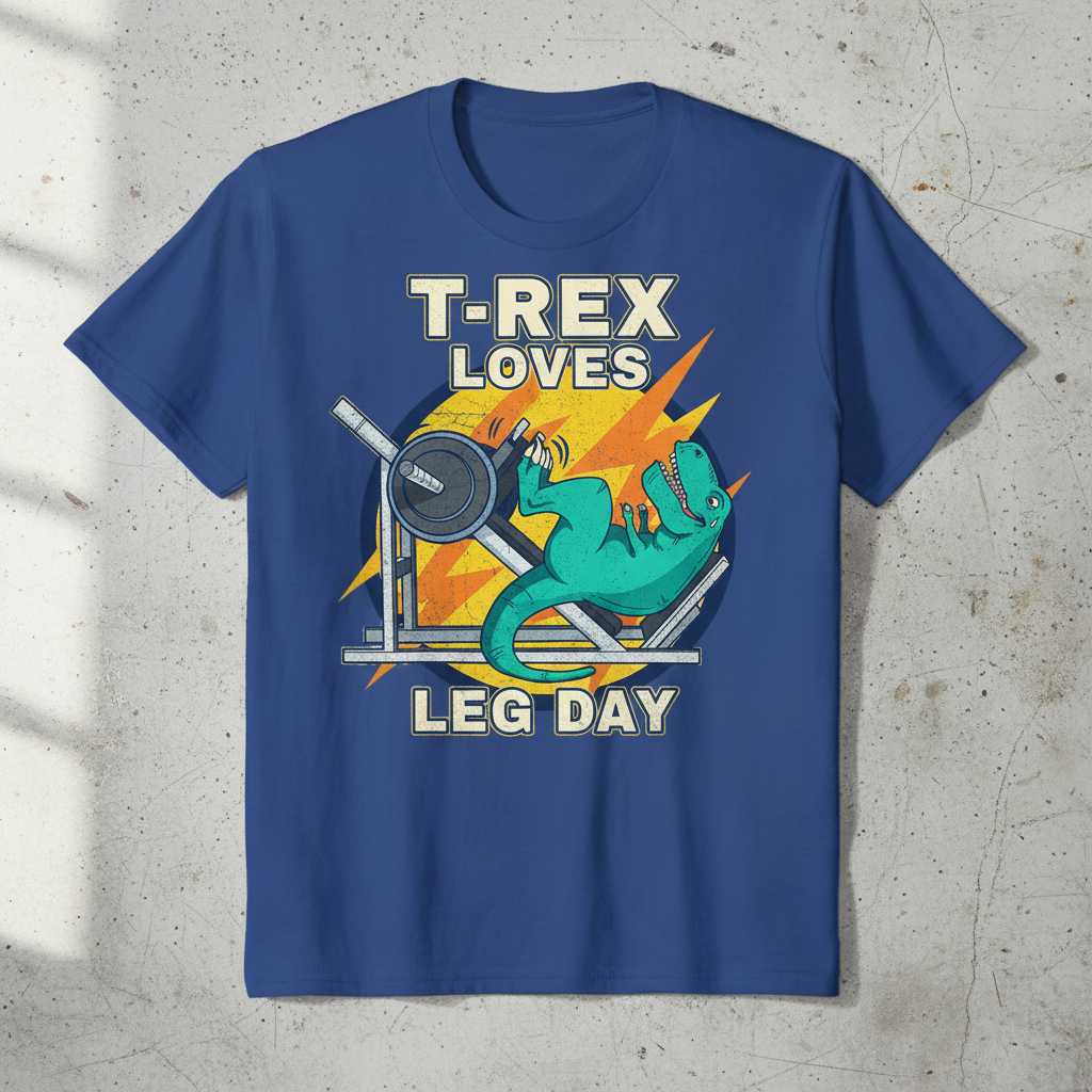 T-Rex Loves Leg Day Vintage Dinosaur T-Shirt, Funny Workout Gym Tee Idea
