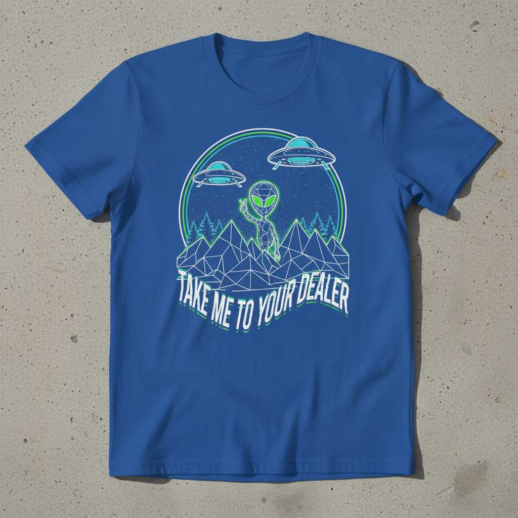 Take Me To Your Dealer Retro Graphic T-Shirt, Funny Alien Tee Souvenir