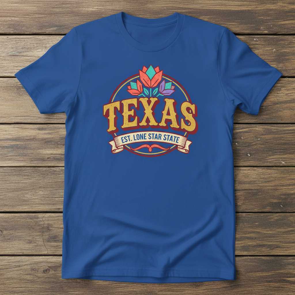 Texas Est. Lone Star State Vintage T-Shirt, Graphic Floral Texan Tee Souvenir