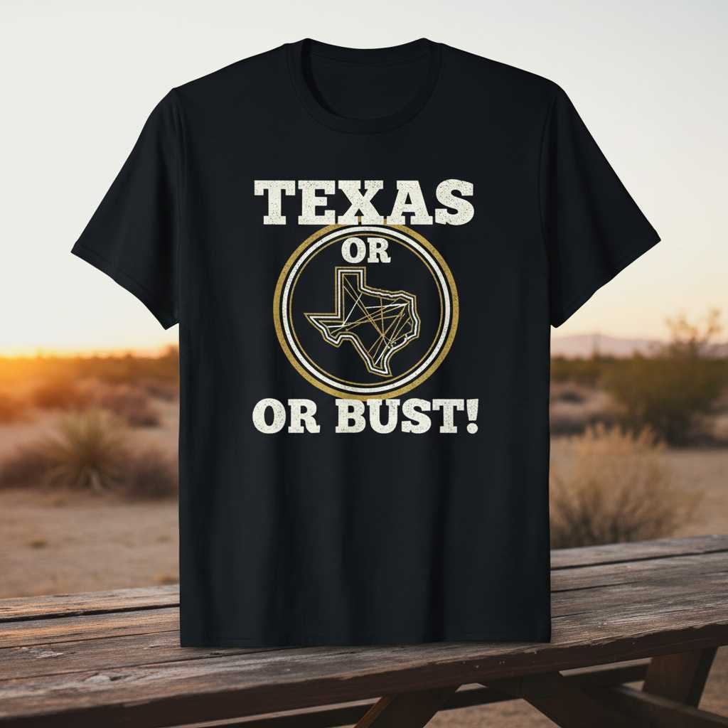 Texas Or Or Bust! Vintage Distressed T-Shirt, Graphic Tee Novelty Souvenir