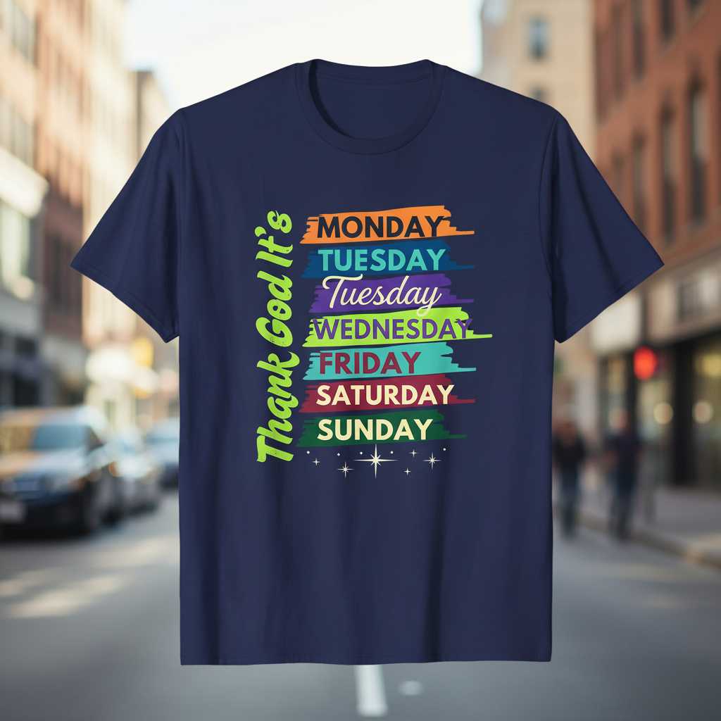Thank God Its Monday Tuesday Tuesday Wednesday Friday Saturday Sunday T-Shirt, Funny Tee Gear