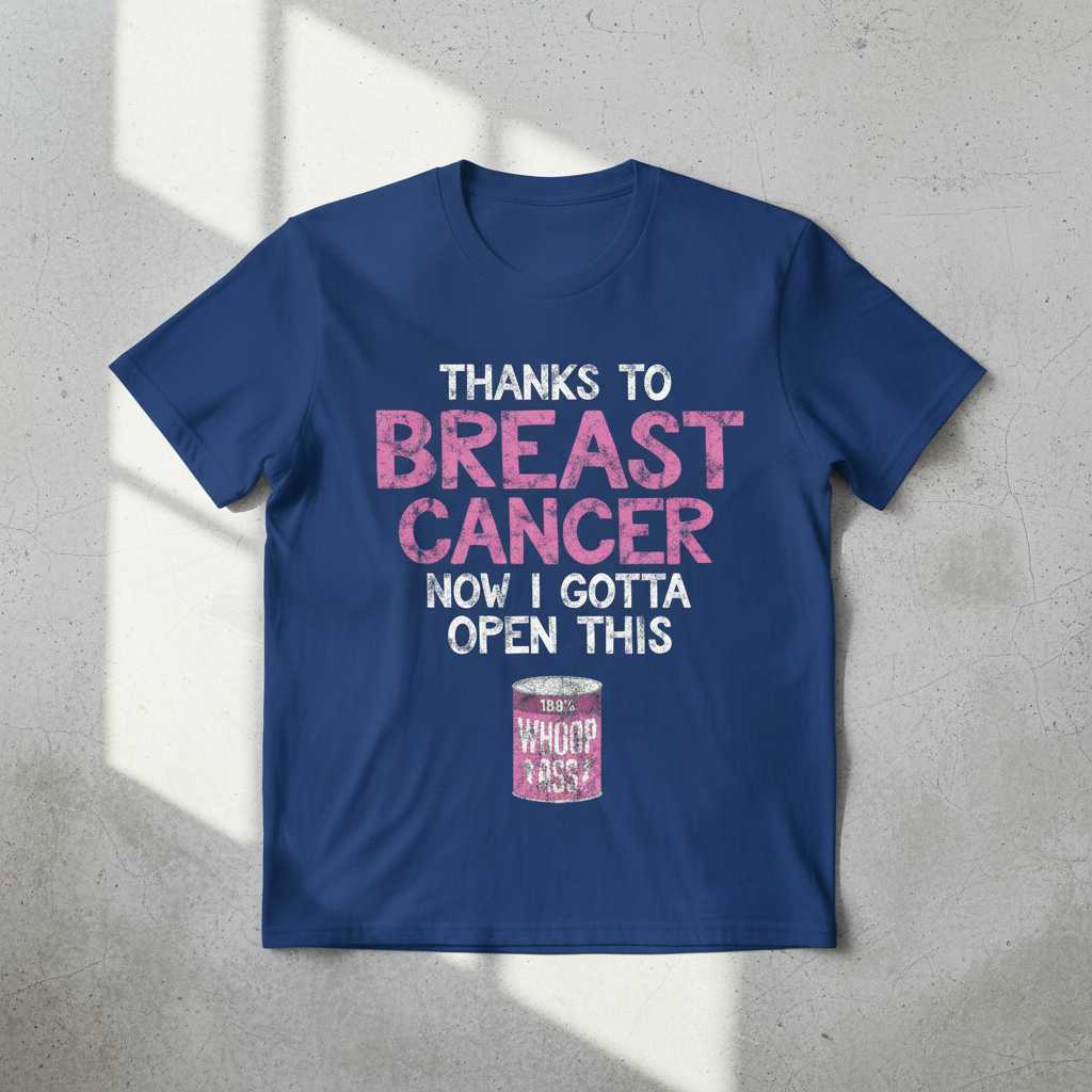 Thanks to Breast Cancer Now I Gotta Open This Whoop Ass Distressed T-Shirt Funny Tee