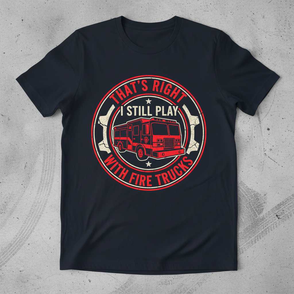 Thats Right I Still Play With Fire Trucks Retro Firefighter T-Shirt, Funny Tee Gear