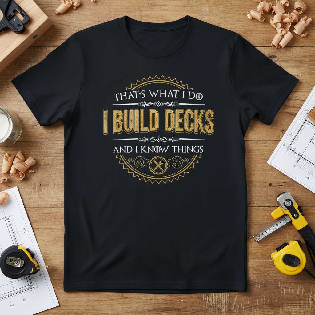Thats What I Do I Build Decks And I Know Things Distressed T-Shirt Funny Tee Idea