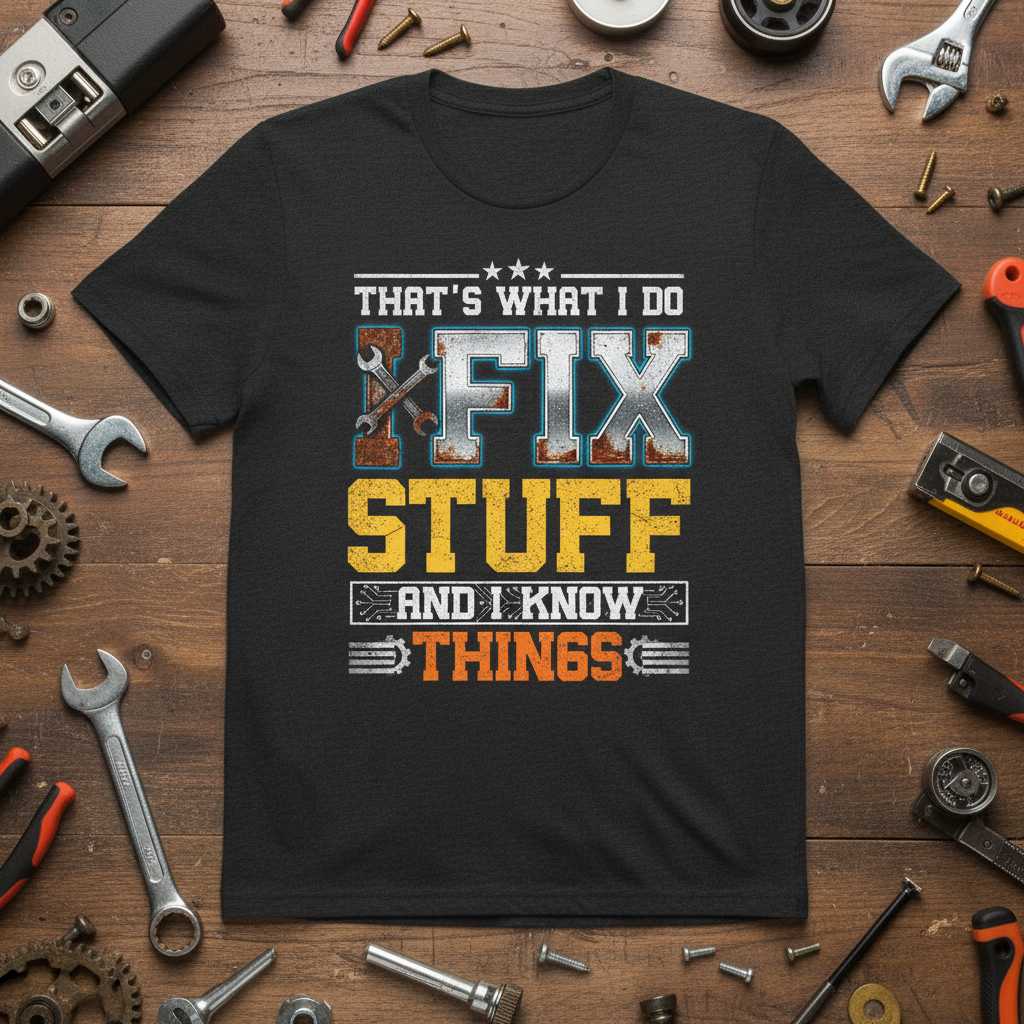 Thats What I Do I Fix Stuff And I Know Things Distressed T-Shirt, Funny Mechanic Tee