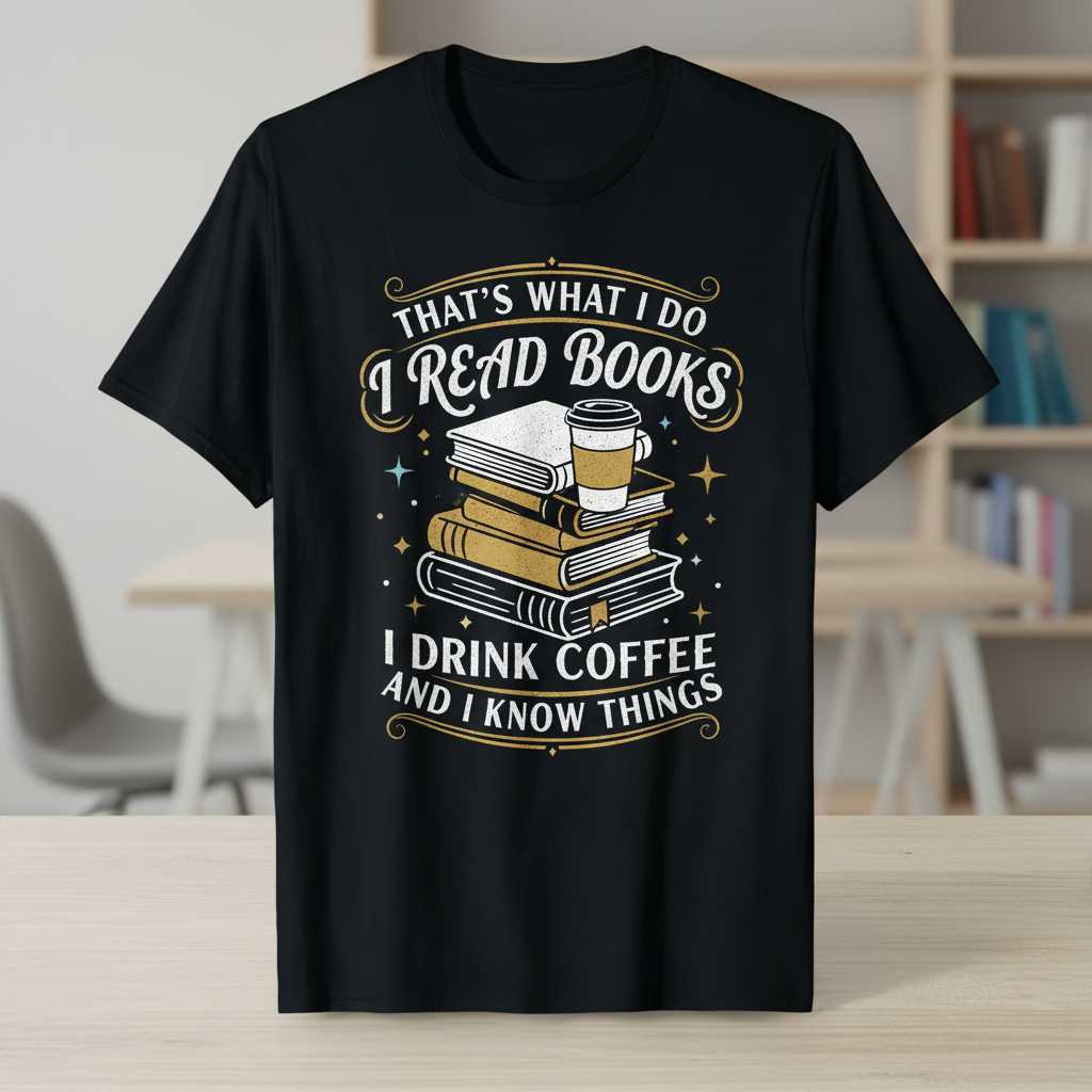 Thats What I Do I Read Books I Drink Coffee And I Know Things Vintage T-Shirt Funny Tee