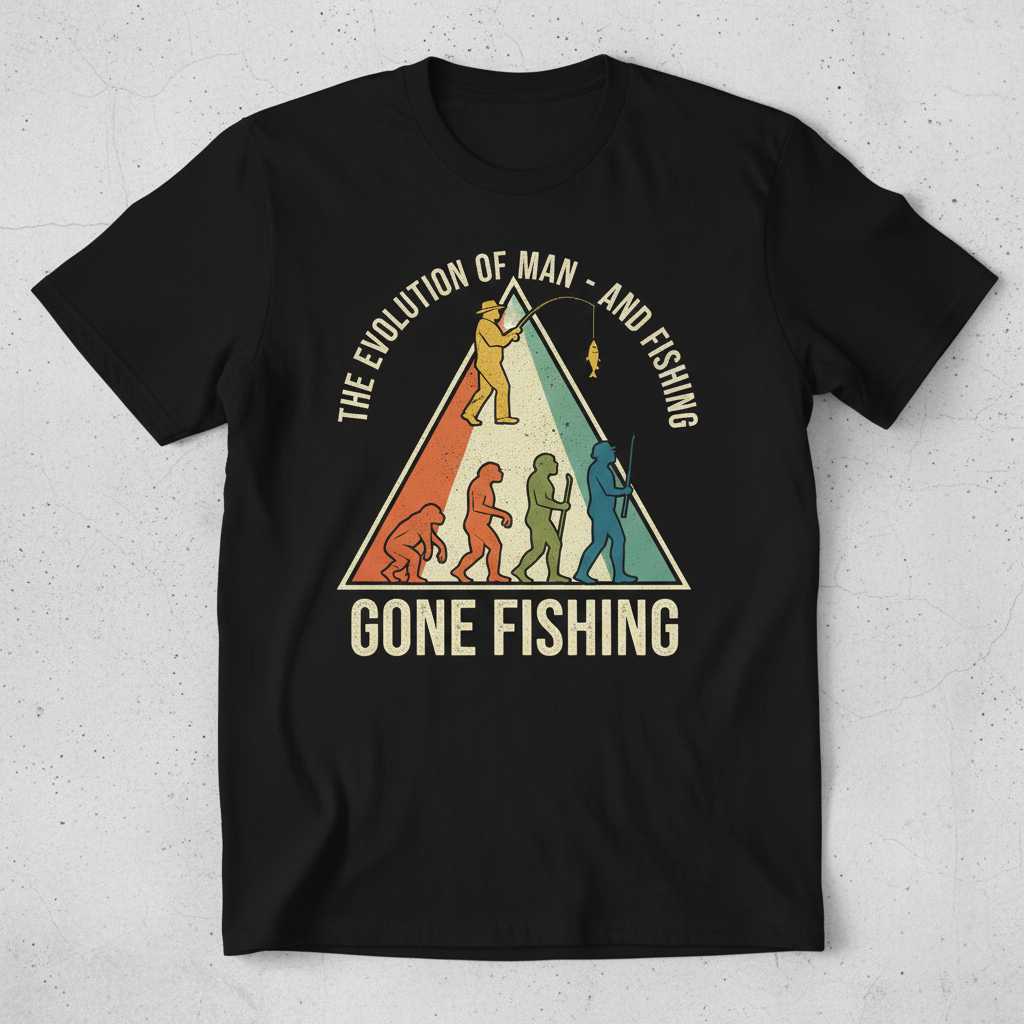 The Evolution Of Man And Fishing Gone Fishing Vintage Retro T-Shirt Funny Tee Idea