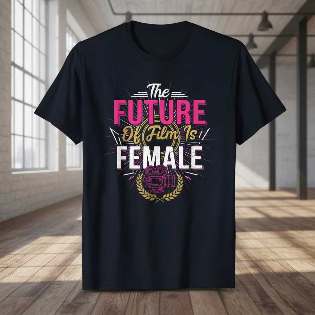The Future Of Film Is Female Graphic T-Shirt, Filmmaker Novelty Tee Merch