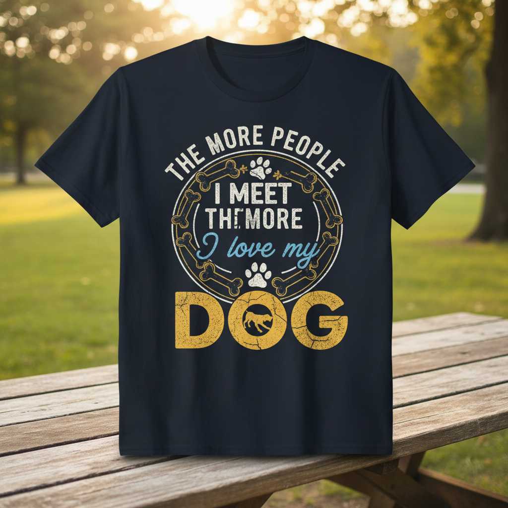 The More People I Meet The More I Love My Dog Vintage T-Shirt Funny Tee Present