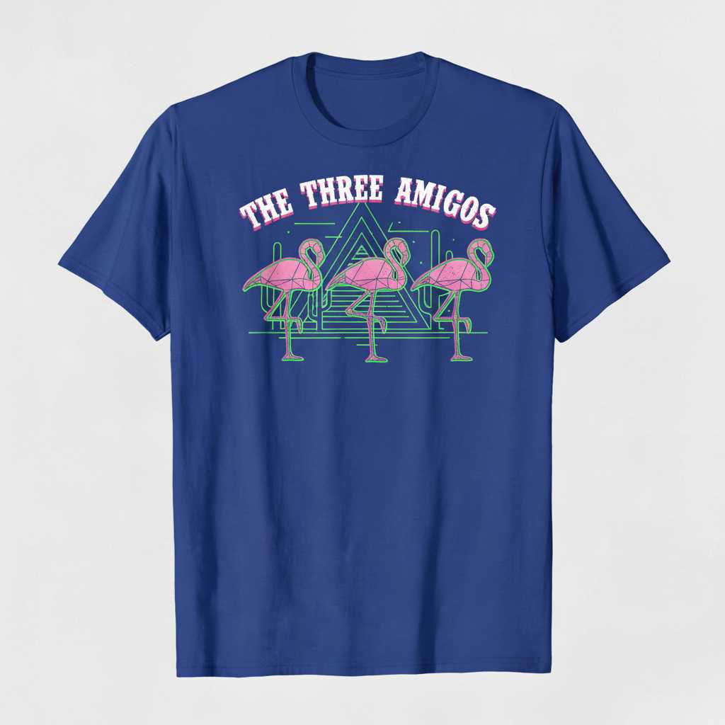 The Three Amigos Retro Flamingo Graphic T-Shirt, Funny Novelty Tee Souvenir