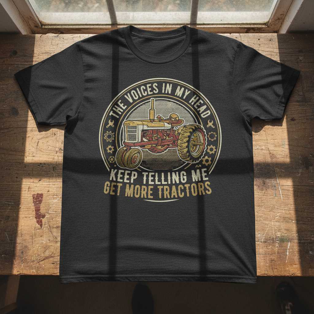 The Voices In My Head Keep Telling Me Get More Tractors Vintage Distressed T-Shirt Funny Tee