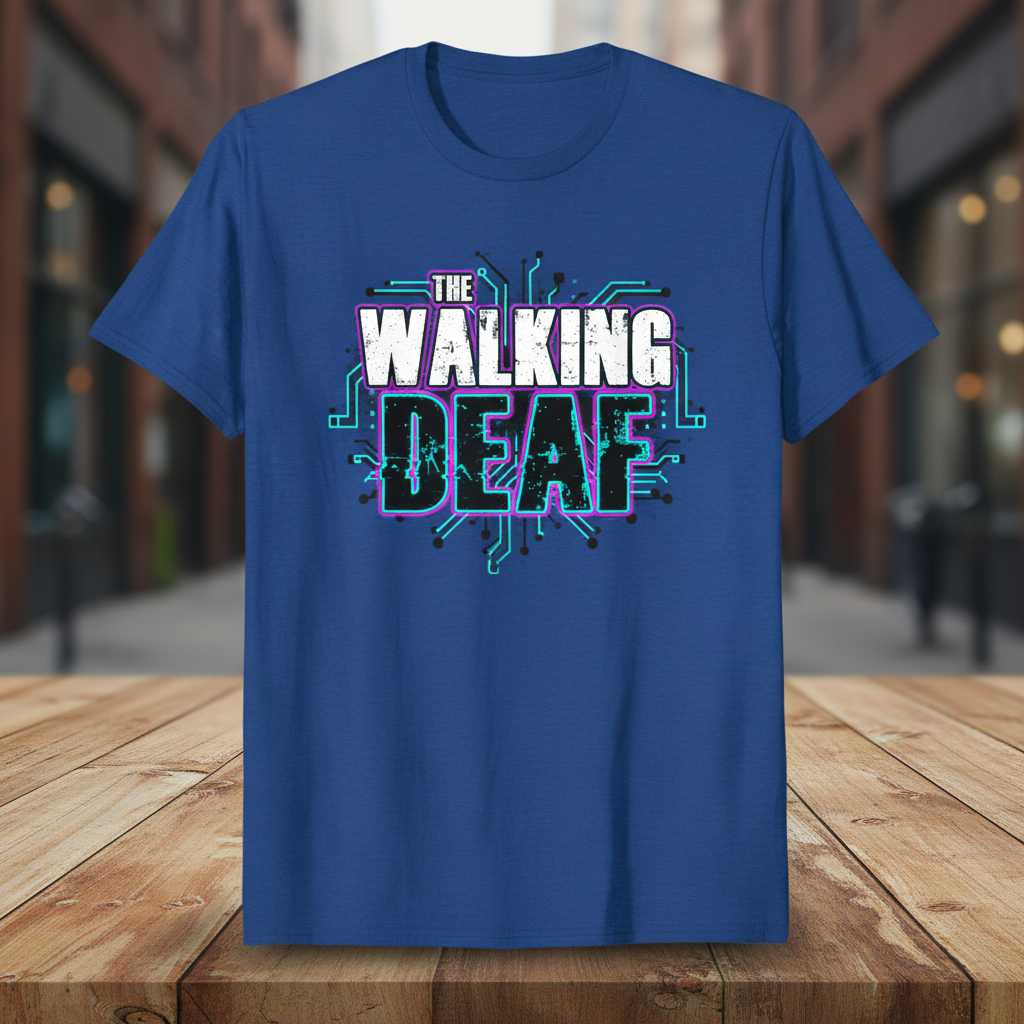 The Walking Deaf Distressed T-Shirt, Funny Graphic Tee ASL Novelty Gift Idea