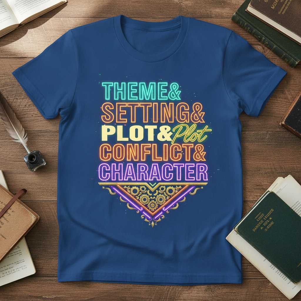 Theme & Setting & Plot & Conflict & Character Retro T-Shirt, Graphic Tee Idea