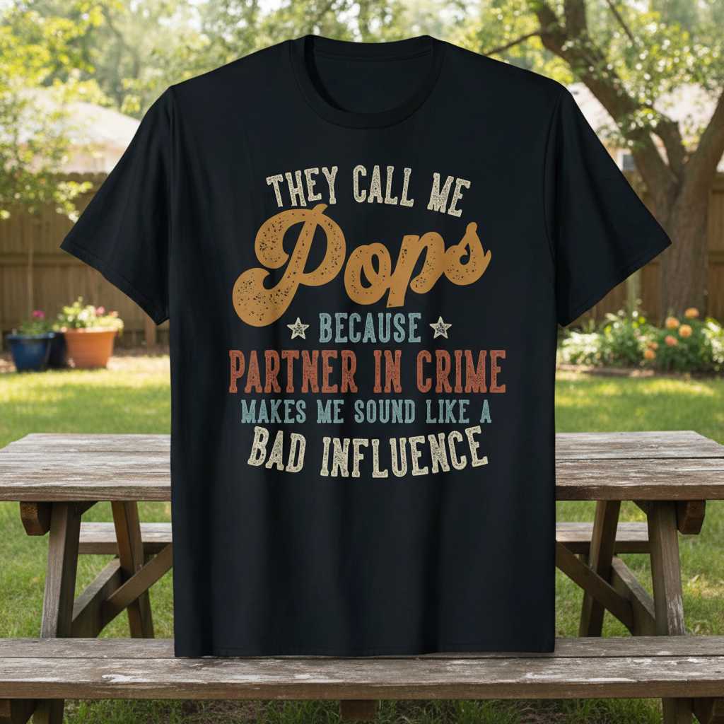 They Call Me Pops Because Partner In Crime Makes Me Sound Like A Bad Influence Vintage T-Shirt Funny Tee Idea