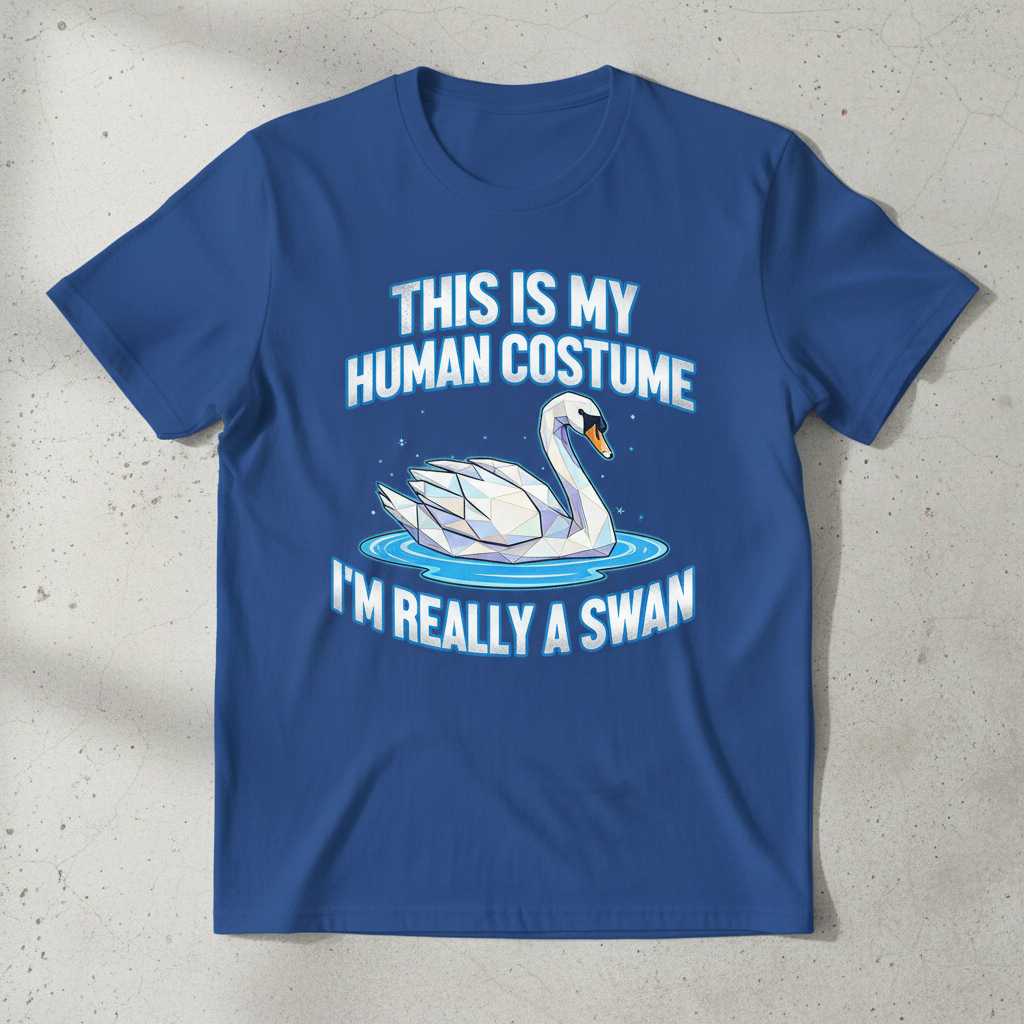This Is My Human Costume Im Really A Swan Funny T-Shirt Graphic Tee Idea