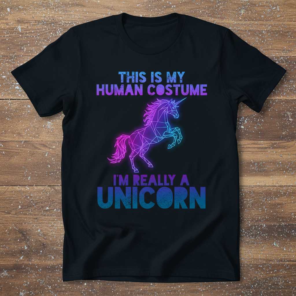 This Is My Human Costume Im Really A Unicorn Graphic T-Shirt, Funny Tee Idea
