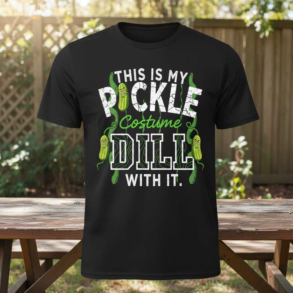 This Is My Pickle Costume Dill With It. Distressed T-Shirt, Funny Halloween Tee