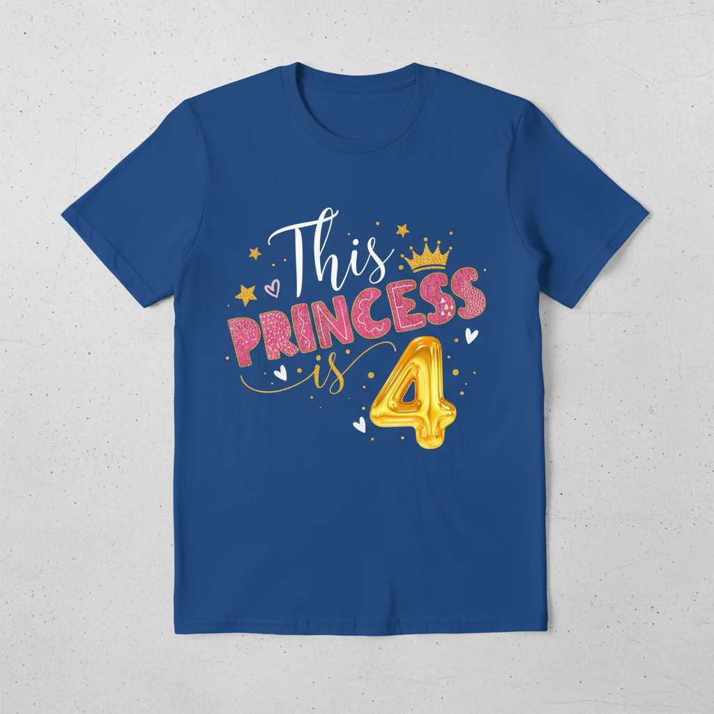 This Princess Is 4 Cute Graphic T-Shirt, 4th Birthday Tee Outfit Idea
