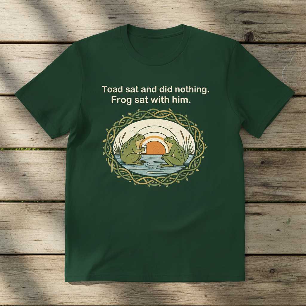 Toad Sat And Did Nothing Frog Sat With Him Vintage T-Shirt Funny Novelty Tee