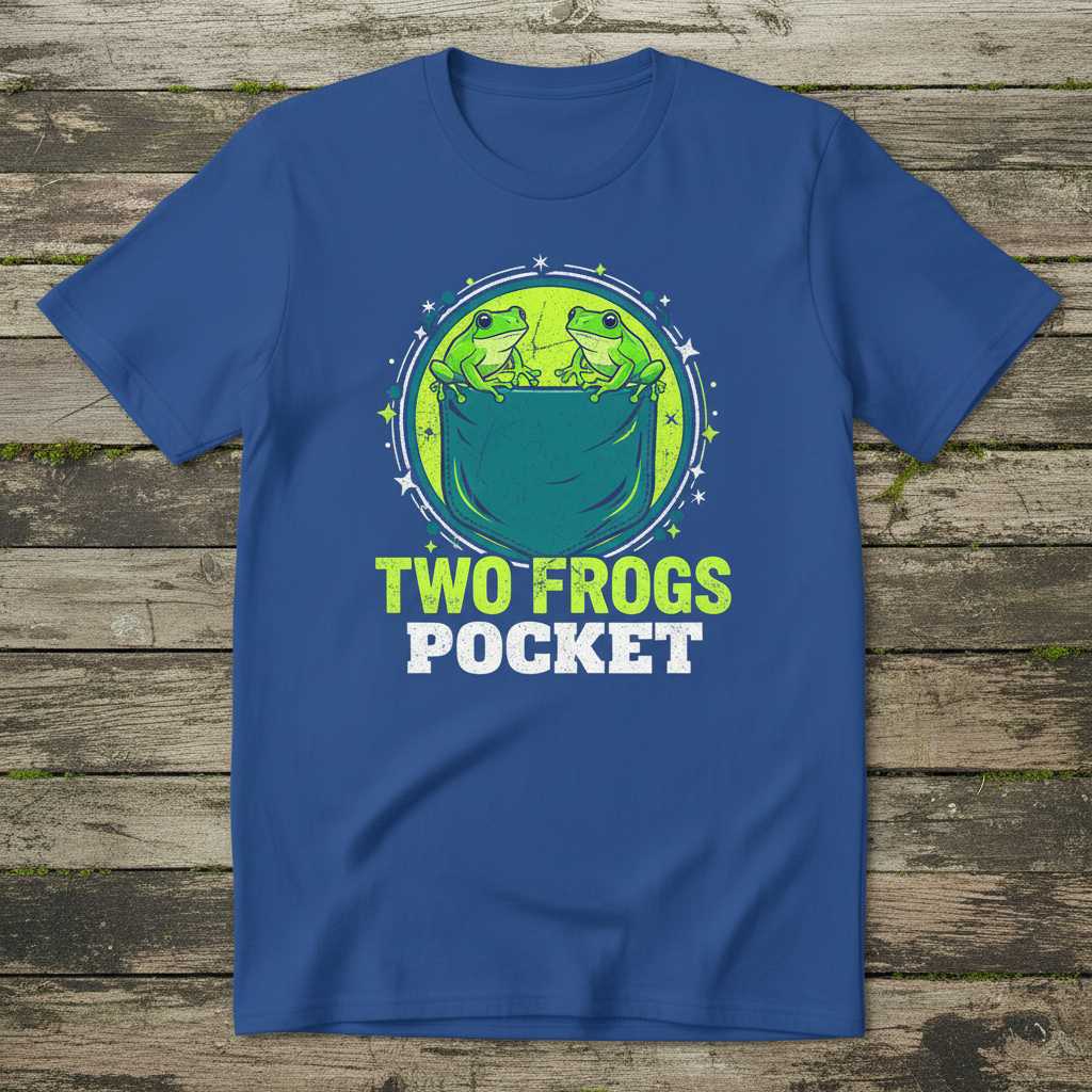 Two Frogs Pocket Retro Distressed T-Shirt, Cute Graphic Frog Lover Tee Idea