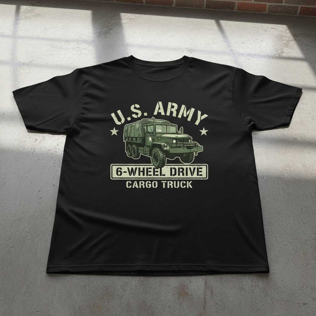 U.S. Army 6-Wheel Drive Cargo Truck Vintage Deuce And A Half Graphic T-Shirt Tee