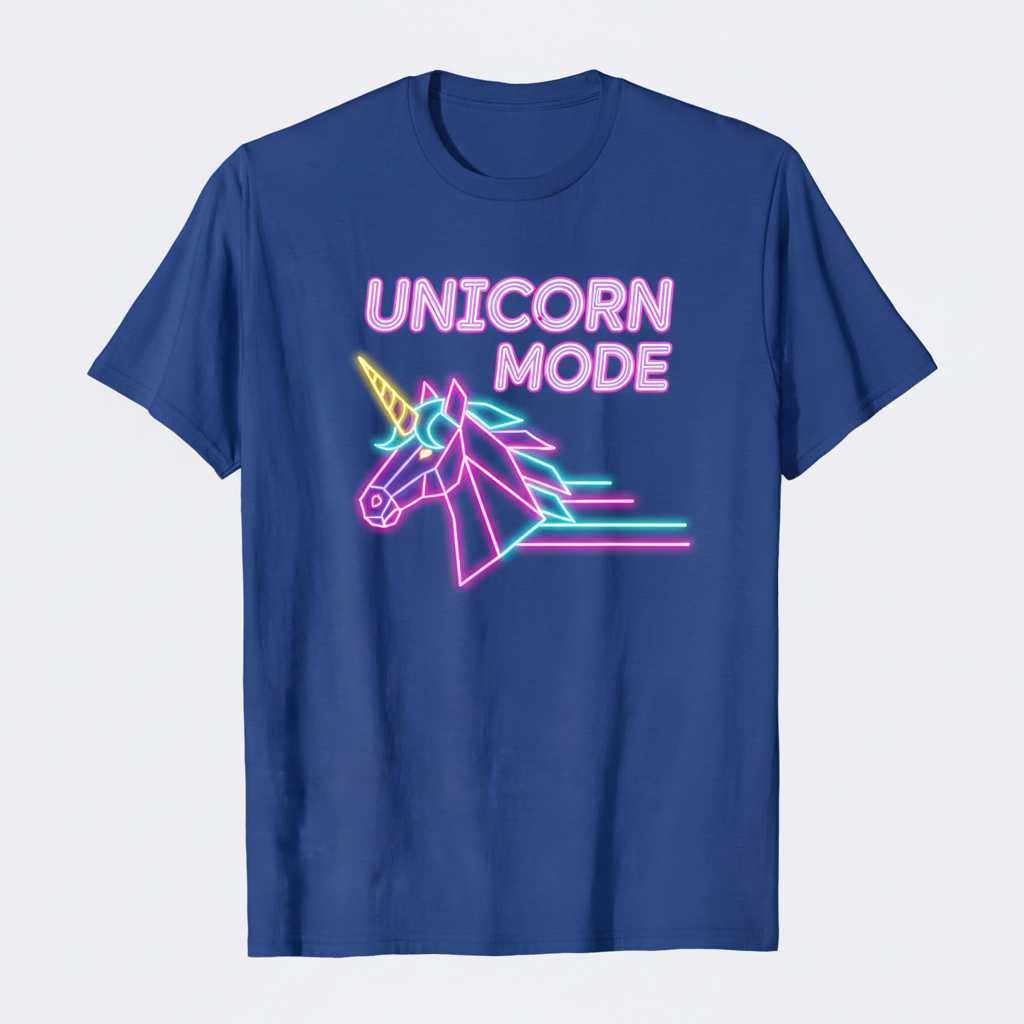 Unicorn Mode Retro Neon 80s T-Shirt Cute Graphic Novelty Tee Outfit Idea