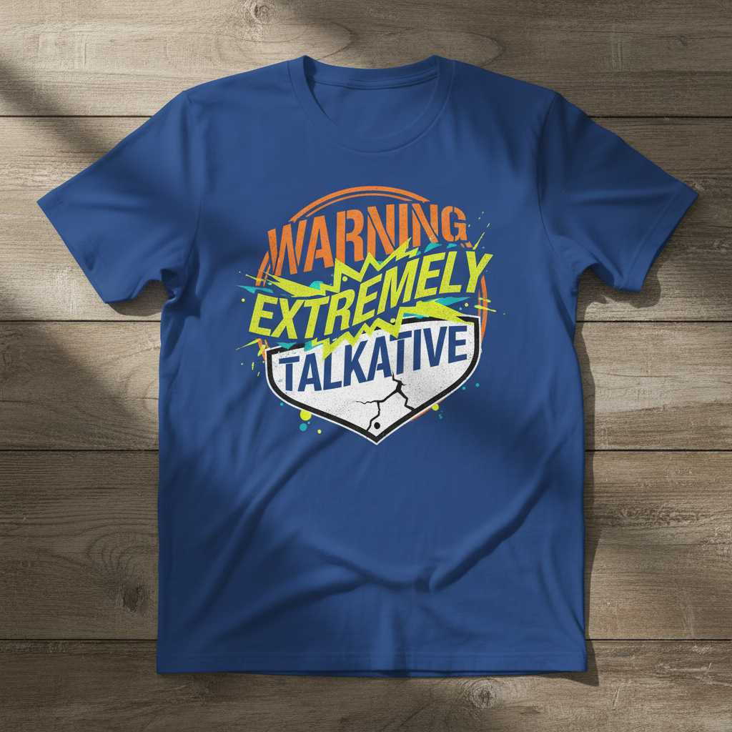 Warning Extremely Talkative Distressed T-Shirt, Funny Graphic Novelty Tee