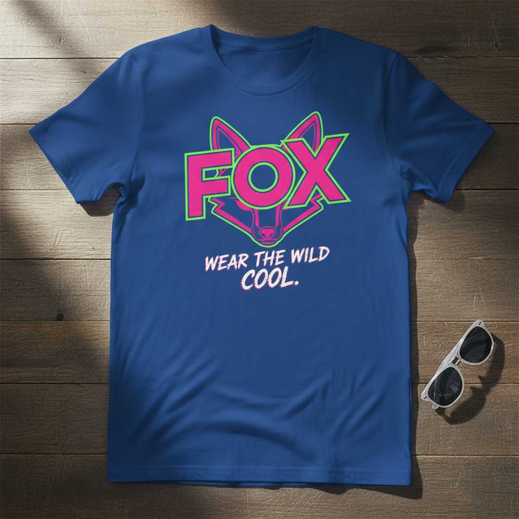 Wear The Wild Cool Fox Retro Neon T-Shirt, Graphic Novelty Unisex Tee Gear