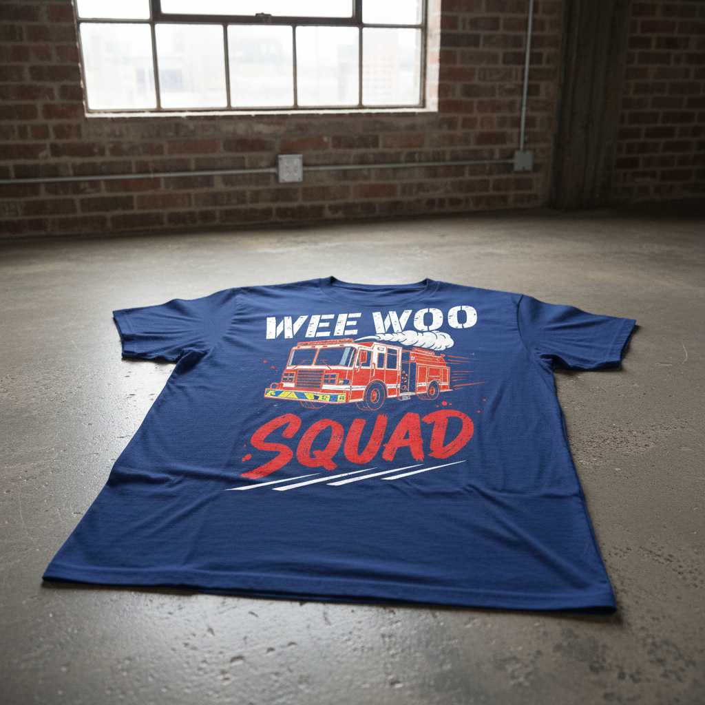 Wee Woo Squad Distressed Firefighter T-Shirt, Funny Fireman Tee Gift Idea