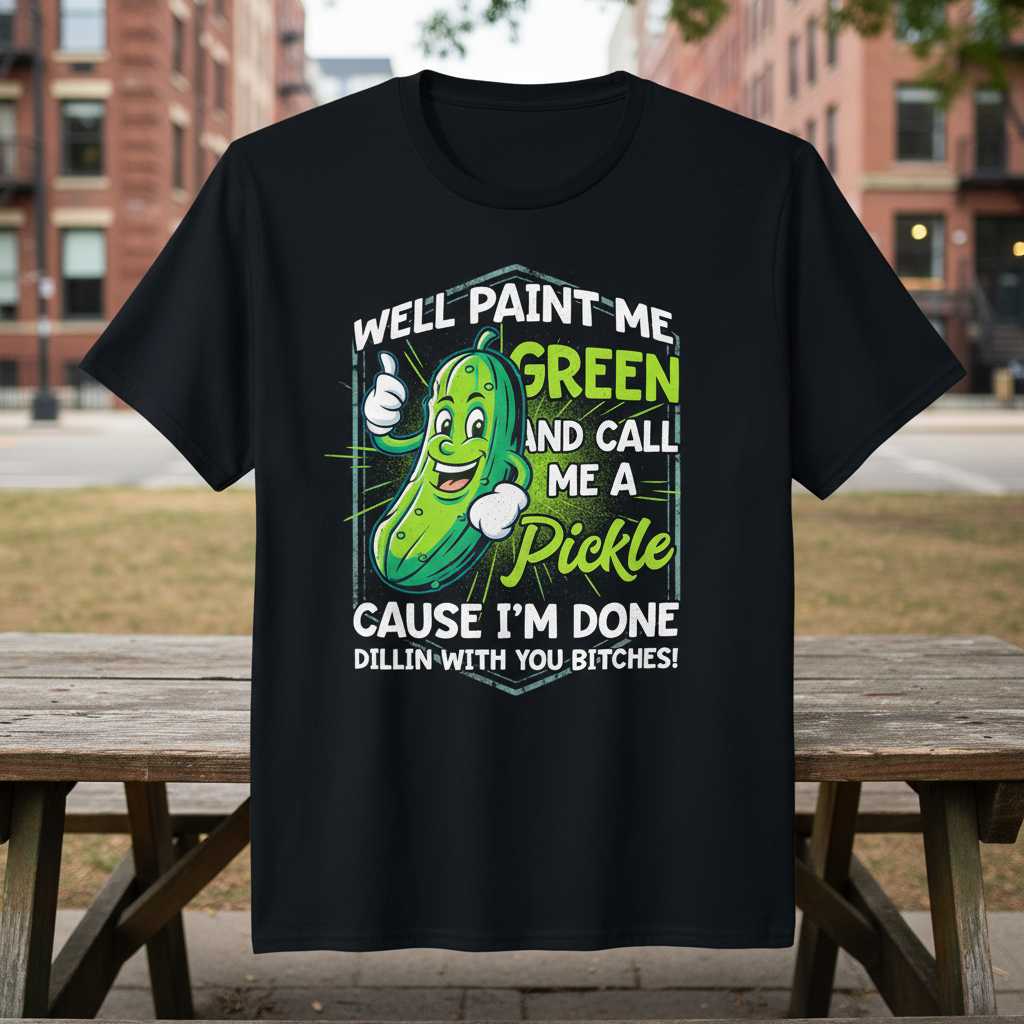 Well Paint Me Green And Call Me A Pickle Cause Im Done Dillin With You Bitches! Distressed T-Shirt Funny Tee Gear